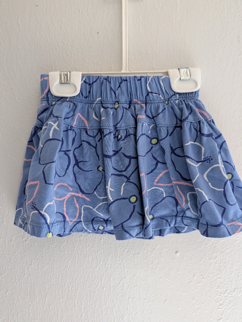 Tea Collection Blue Floral Layered Skirt with Pink Accents